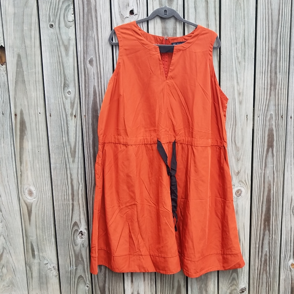 Eloquii 22 Pocket Dress Orange and Black keyhole